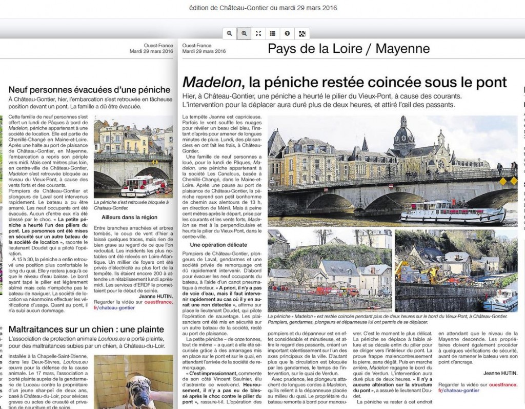 accident de la Madelon article du Journal Ouest-France